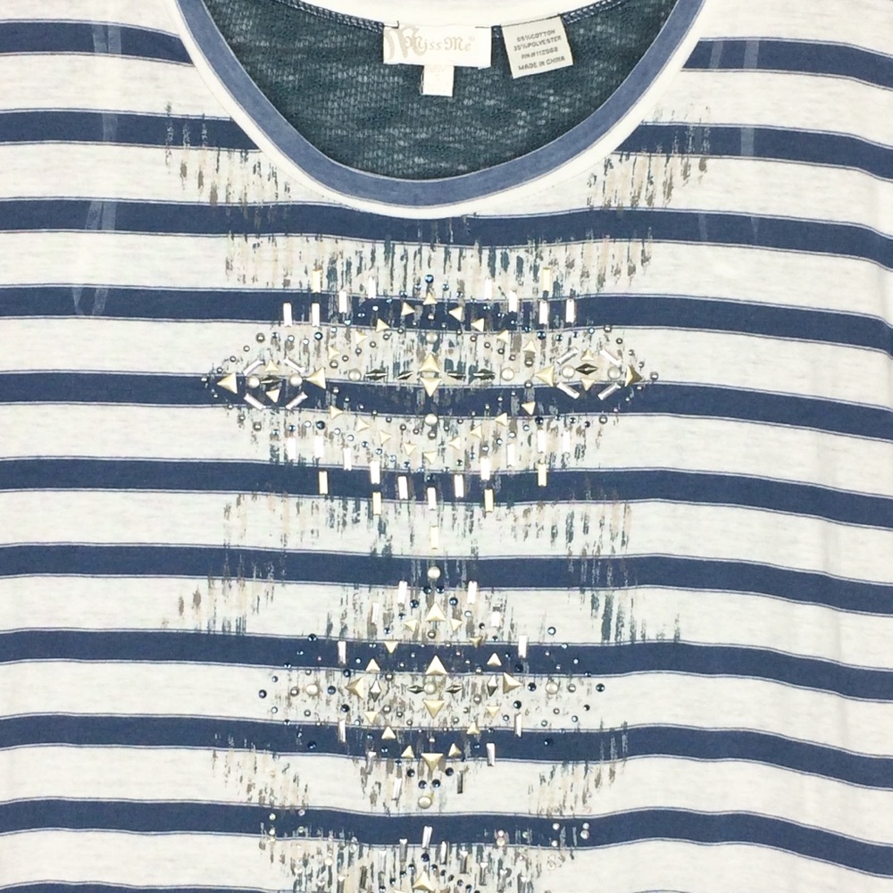 Miss Me Sheer Studded Cap Sleeve Top Size Small - Picture 2 of 8